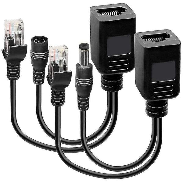 2 stk passiv PoE-injektor og splittersett DC-strømadapterkontakt