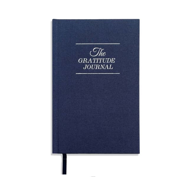 A5 Daglig Taknemmelighedsdagbog - Linned Hardcover Notesbog med Tykt Papir til Refleksion og Positivitet Blå Blue