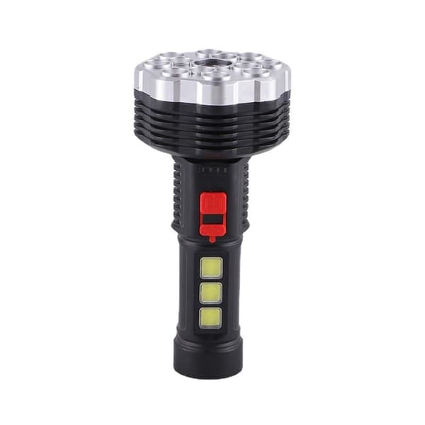 Taktisk lommelykt oppladbar – 9 LED + COB – USB – IP64 – Flere lysmoduser