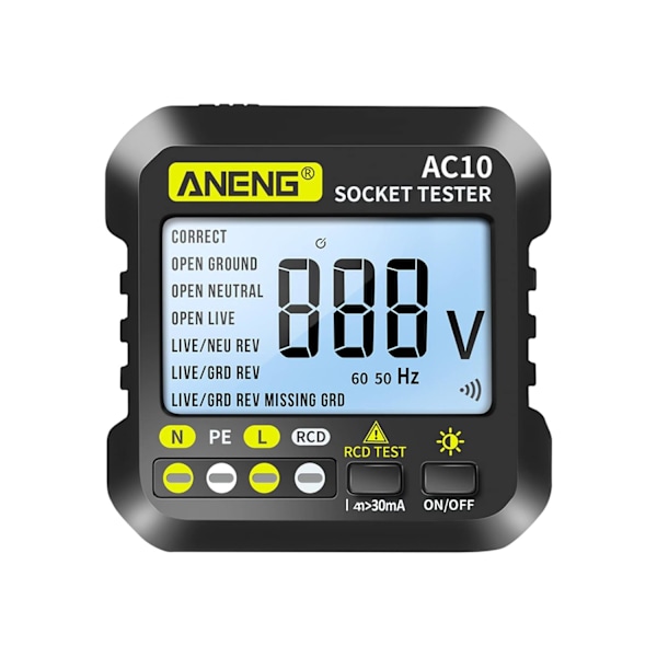 AC10 Digital Uttags Testare Hushålls Plugg Detektor Polaritet Fas Kontroll Voltmeter Multifunktionell Elektroskop (Europeiskt Uttag)