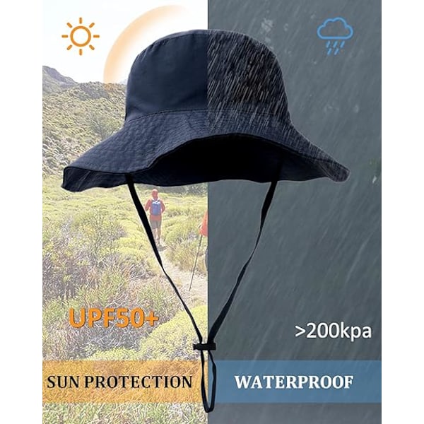 Vattentät Solhatt UPF 53+ Bucket Hat UV-skydd Marinblå