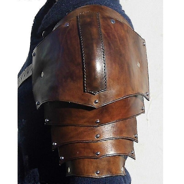 Läder Pauldrons Spaulders Medeltida Axelskydd Viking Kostym Riddare Krigare Cosplay Larp Tillbehör Halloween Rekvisita För Män Dark brown Left