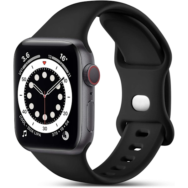 Kompatibel med Apple Watch Armband 38mm 40mm 41mm, Silikon Sportband Ersättningsarmband Kompatibelt med Apple Watch Serie 10-1 SE/iwatch black
