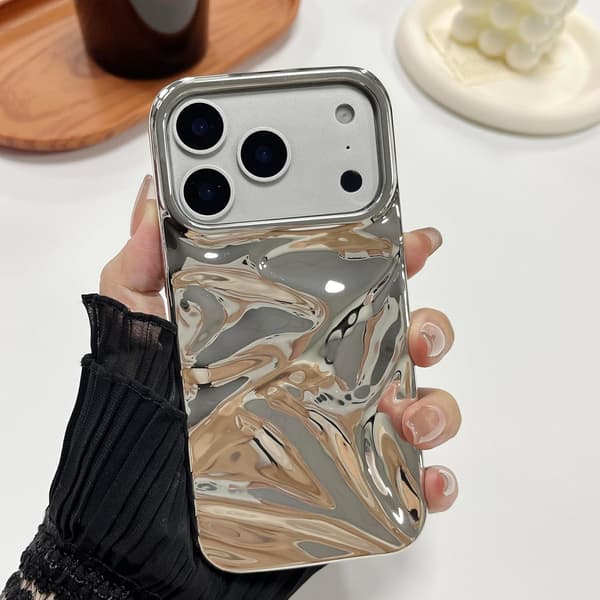 Cover til iPhone 17 Pro Max Glossy Water Ripple Phone Case, TPU Soft Shell Trendy Phone Case til iPhone 17 Pro Max (6,9 tommer), Sølv