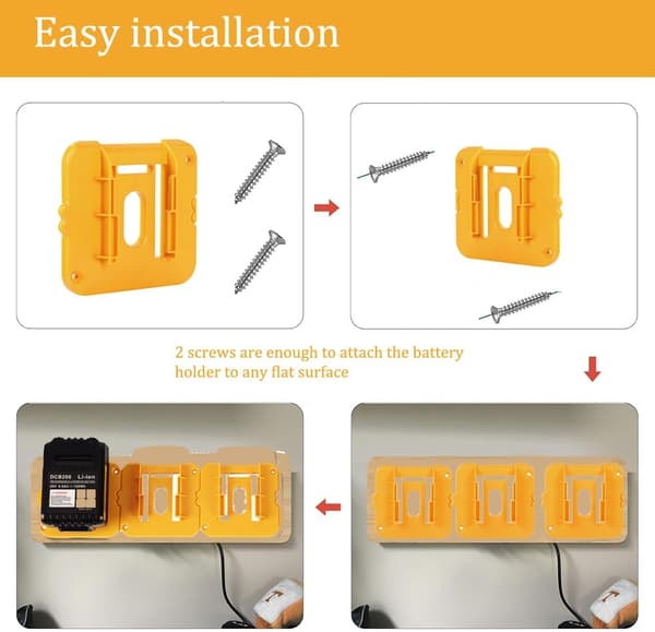 5-pak batteriholder til Dewalt 20V batterimontering Dock Holder Passer til DCB200 DCB201 DCB202 DCB203 DCB204 DCB205 DCB206 batteri