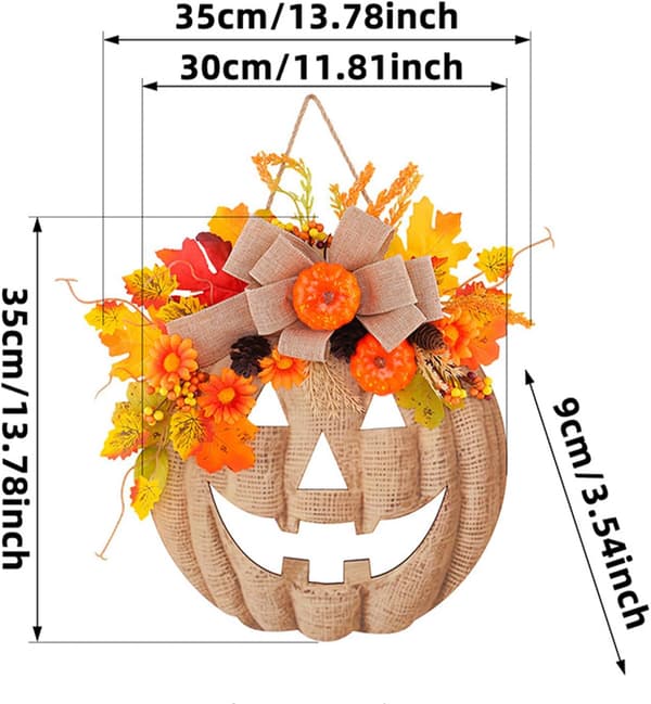 1 stk. 35 cm efterårs trægræskar hængeskilt til Thanksgiving Halloween jul