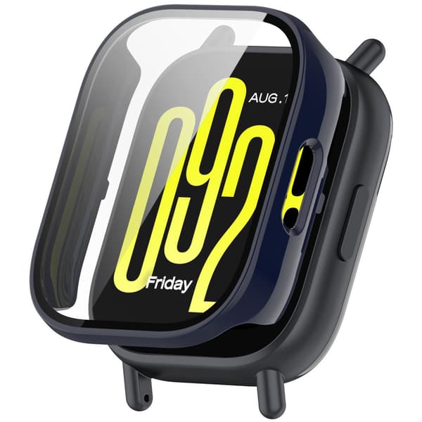 Redmi Watch 5 Active -suojakuori karkaistulla lasisella näytönsuojalla, musta