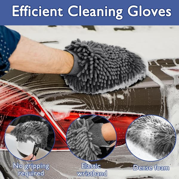 Bilrengöringskit 3-pack Mikrofiber Bilduk & 2-pack Mikrofiber Biltvättshandske