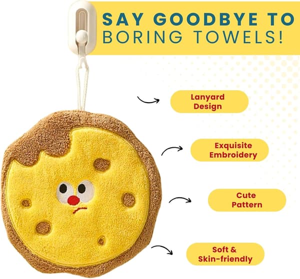 Søde absorberende håndklæder med ophængningsløkke til badeværelse og køkken | Genanvendelige hurtigtørrende ophængningshåndklæder til håndtørring (Cookie) Cookie