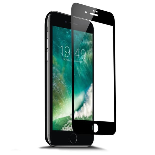 iPhone 7 Plus HD Skärmskydd Kolfiber Härdat Glas Svart black