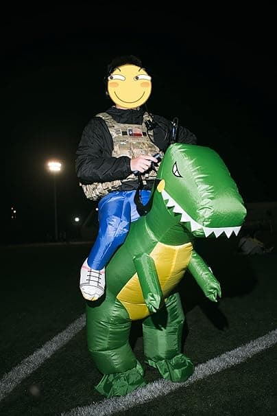 Oppustelig dinosaurkostume til voksne, Halloween dinosaurkostume