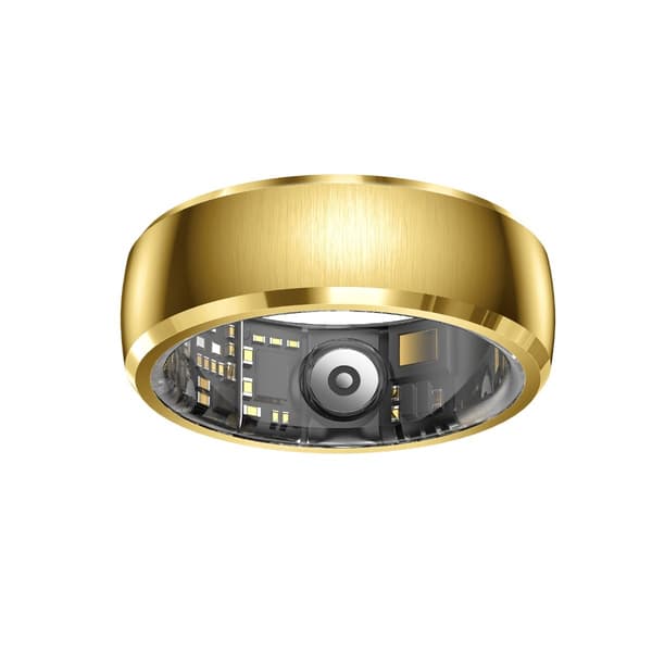 Smart ring med berøringsskjerm og bevegelseskontroll for hverdagsbruk - rustfritt stål, hjertefrekvens og SpO2, kompatibel med Android og iOS Gull 9 Gull Gold