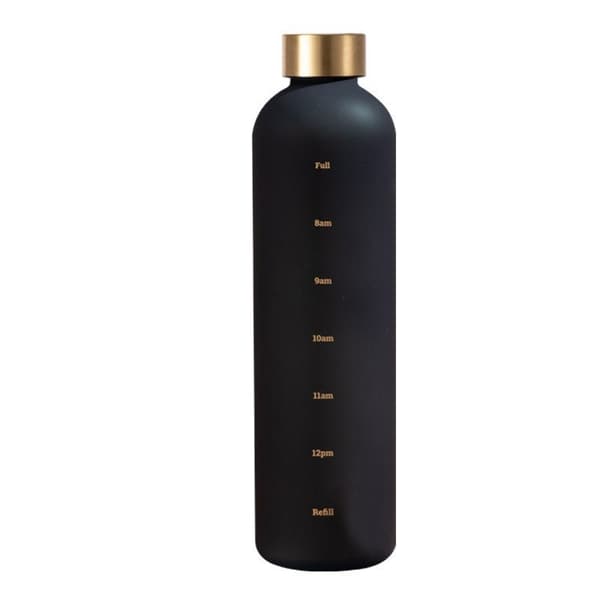 Vannflaske med tidsmarkør 32 Oz Motiverende Gjenbrukbar black