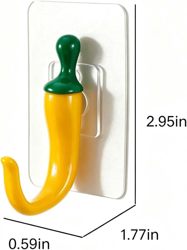 4 st chilipeppar väggkrokar självhäftande väggkrokar dekorativa klibbiga krokar för nycklar handdukar väskor kök sovrum och hall, gul