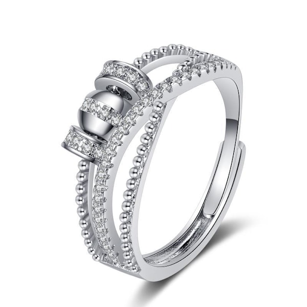 Fidget Ring för Dotter - Silver Spinner Ring med Cubic Zirconia