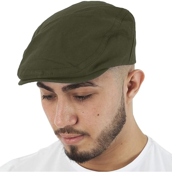 Borstad bomulls flat cap för män