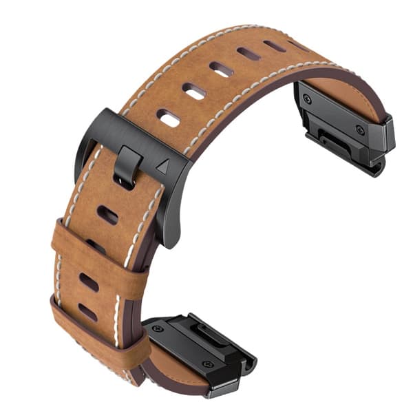 Ægte læder urrem til Garmin Fenix 8/7X/7/6/5/965 Brun 26 mm Brun 26 mm Brown