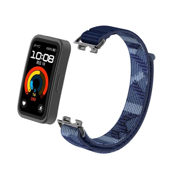 Stilig nylonrem til Huawei Band 10/9/8 med metalladaptere Blå Blue