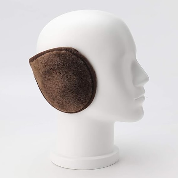 Öronvärmare för Män & Kvinnor Klassisk Fleece Unisex Vinter Varma Öronmuffar Brun