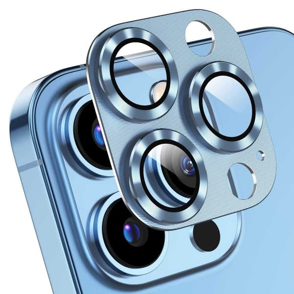 iPhone 13 Pro/13 Pro Max Kamerabeskyttelse Metal Hærdet Glas Blå blå blue
