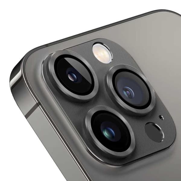 iPhone 15 Pro/15 Pro Max Kamerabeskyttelse Metal Hærdet Glas Sort sort black