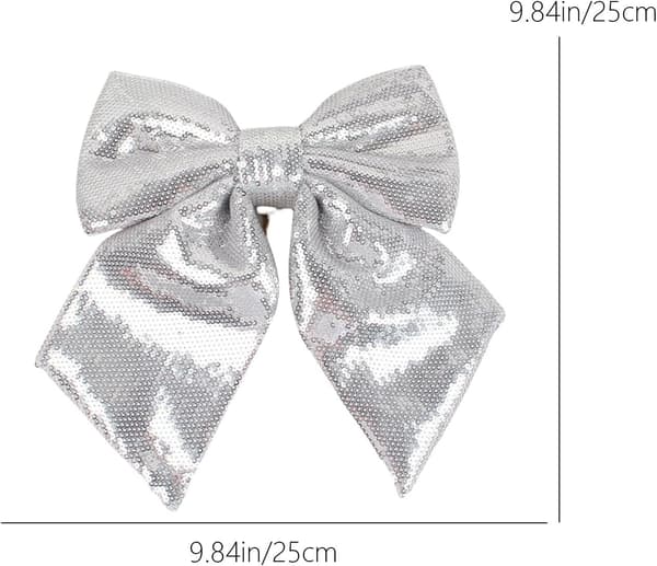 Julrosett 25 cm stor glittrig rosa paljettrosett som julgransstjärna (silver)