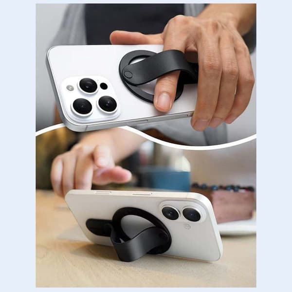 Magnetisk Stropp Telefonstativ - Aluminiumslegering og TPU - Kompatibel med Trådløs Lading Sølv Silver