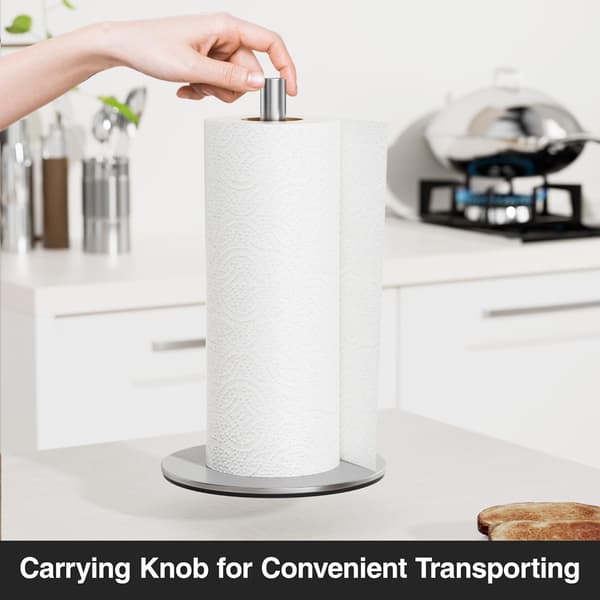 En simpel toiletpapirholder i rustfrit stål, ingen boring nødvendig.