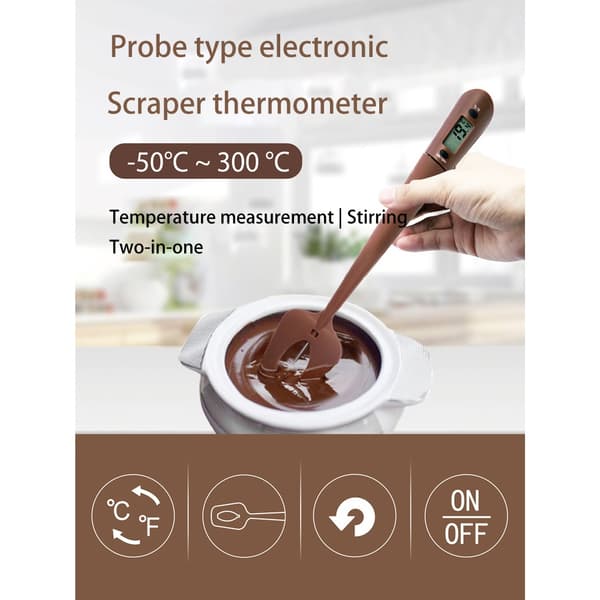 Digitalt Mattermometer Spatel for Matlaging og Baking Brun Brown