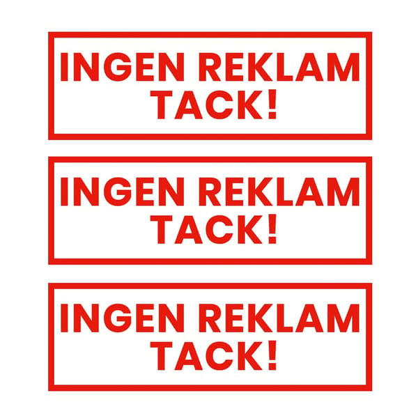 3 kpl Ei mainoksia kiitos -tarra, punainen 3,5x10,5cm red