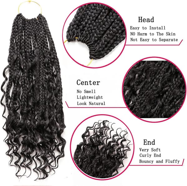 Hekle Fletter Hårextensions - Ferdiglagde Box Braids Extensions (8 pakker)