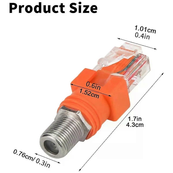 Koaxial till Ethernet Adapter 4-pack Koax RF F Hona till RJ45 Hane Konverterare för Linjetestare