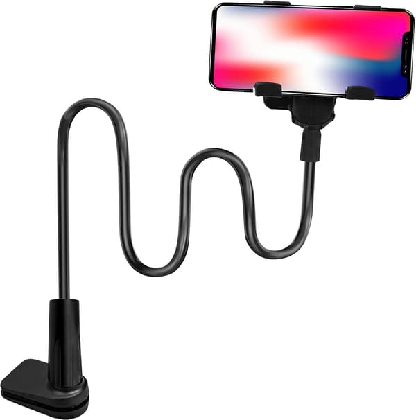 Svanehals Telefonholder, Foldbar Tablet- og Smartphoneholder - 360° Fleksibel Arm, Total Længde 75cm