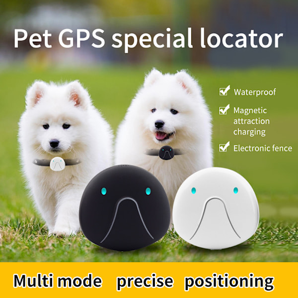 GPS-halsband för katt och hund, GPS-spårare, vit
