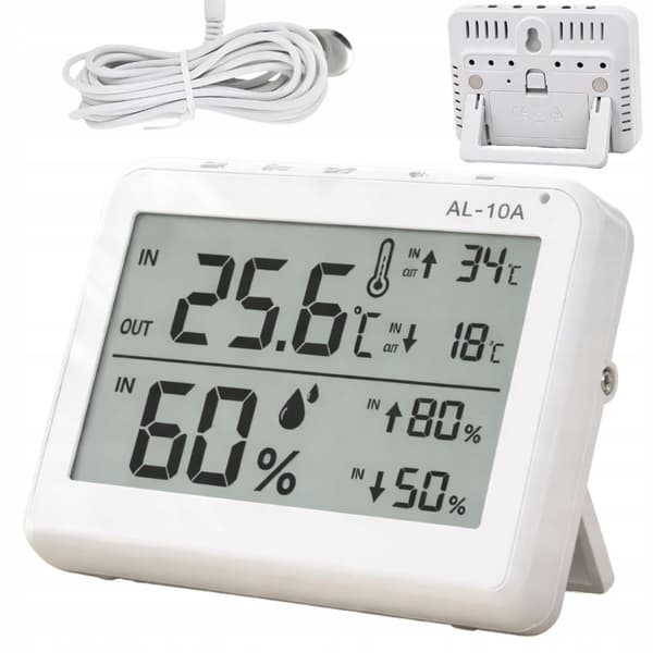 Digital vejrstation med hygrometer og sensor – Termometer inde/ude med LCD og alarmfunktion