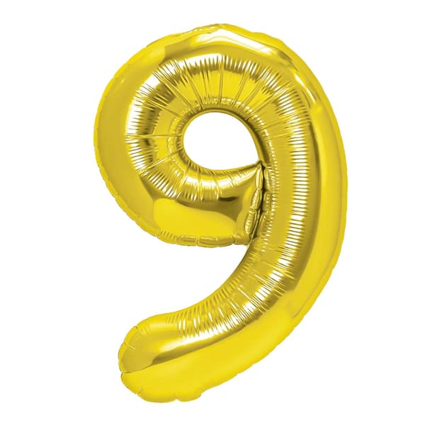 Folieballong Nummer 9 Gull 40 cm gull gold