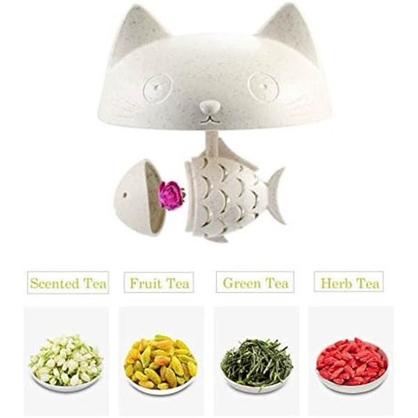 Söt Katt Mugg Glas Te Mugg Kopp med Fisk Te Infuser Sil Filter, Kawaii Cool Personlig Mugg Jul 250ML (8OZ)