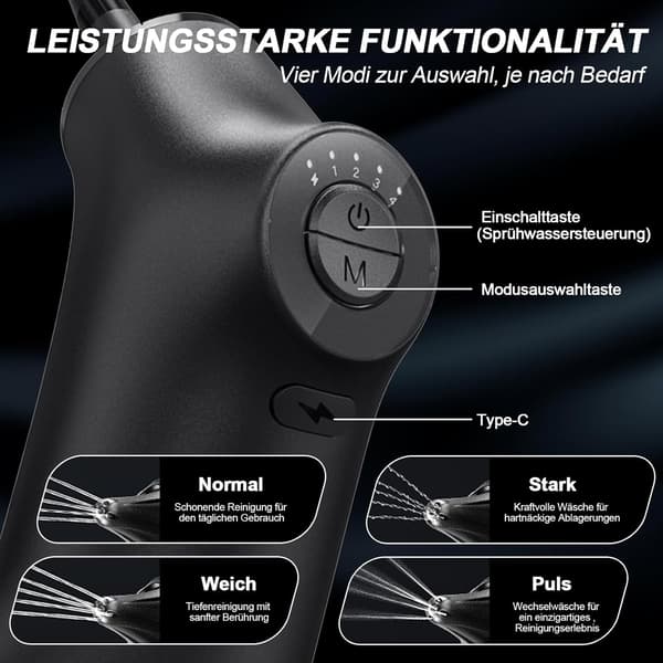 Ørerenser, ørevoksfjerner 4 tilstande ørerensning med vaskbare udskiftningshoveder til voksne