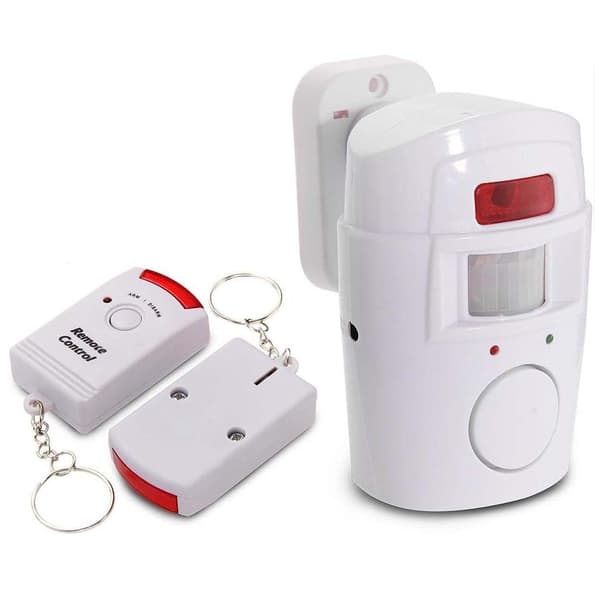 Trådlöst rörelsesensorlarm med 2 fjärrkontroller 105dB Vit white