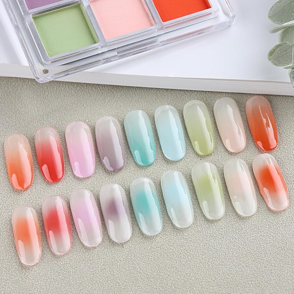 9 Färger Nagelpigment Palett Gradient Ombre Nagelpulver Set för DIY Manikyr Nybörjare - Perfekt Nageldesign med Ultra Fint Pulver