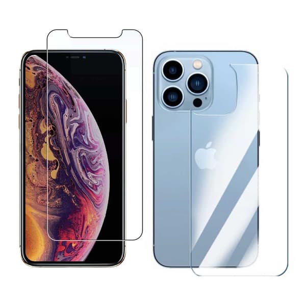 2-pakkaus iPhone 13 Pro Max -näytönsuoja + takasuoja transparent