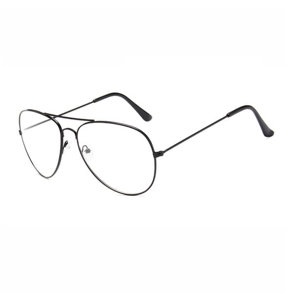 Sorte pilotbriller med klare glas, aviator, klare glas, sort black
