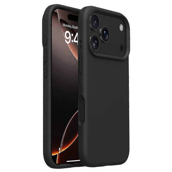 iPhone 17 Pro Max Fodral Mjukt Mikrofiberfoder, Flytande Silikon + PC-skydd Svart Black