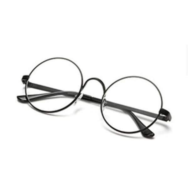 Retro runde briller sorte klare linser uden recept sort black