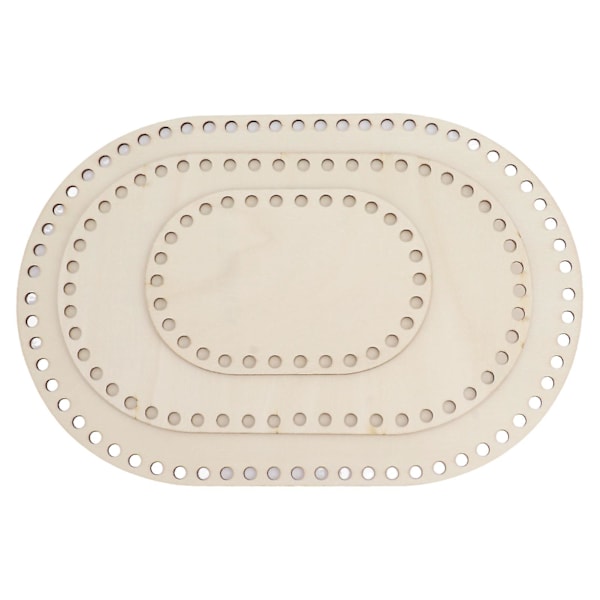 3 st Träkorgbotten Oval Blank Solid Virkad Korg Träbas för DIY Korgvävningstillbehör Hantverk