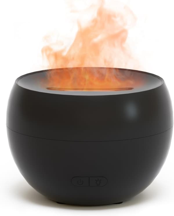 Flammediffuser for eteriske oljer, 150 ml brannaromaterapi eterisk oljediffuser, liten ultralyd kjølig tåkeluftfukter