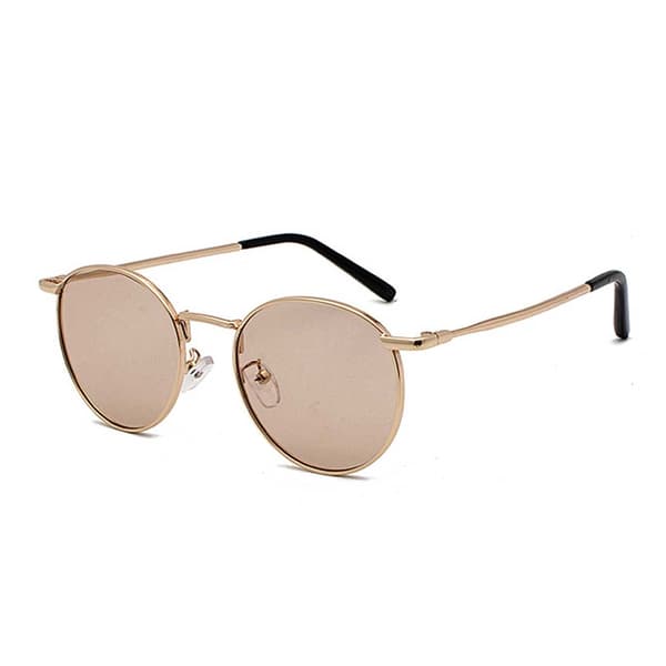 Runde solbriller metall gull brun glass gull gold