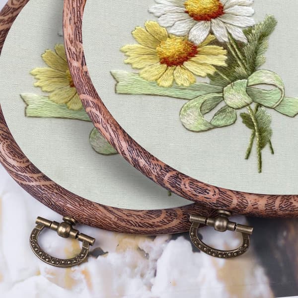 4 stycken 15 cm runda broderibågar, displayram, cirkel, korsstygnsbåge, imiterade träbroderisatser