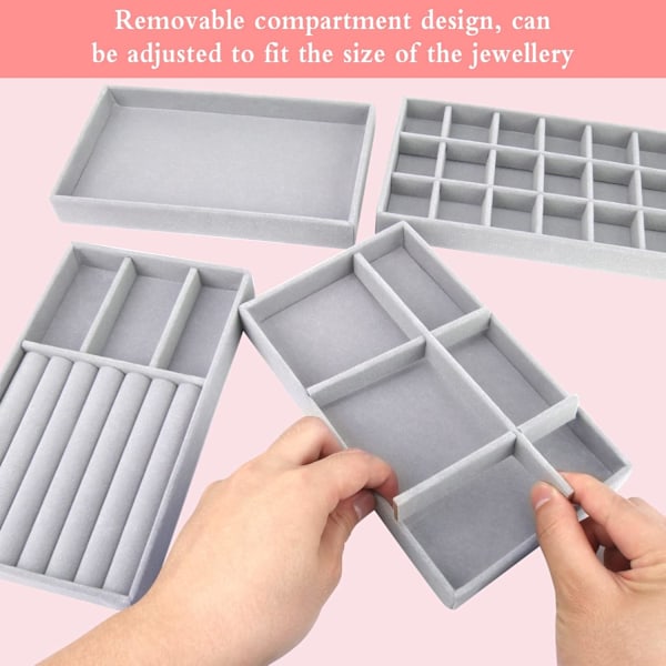 4 st Smyckesfack Organiser Set, Smyckeslåda Organiser Smyckesförvaring Display Showcase Smyckesförvaring Fack