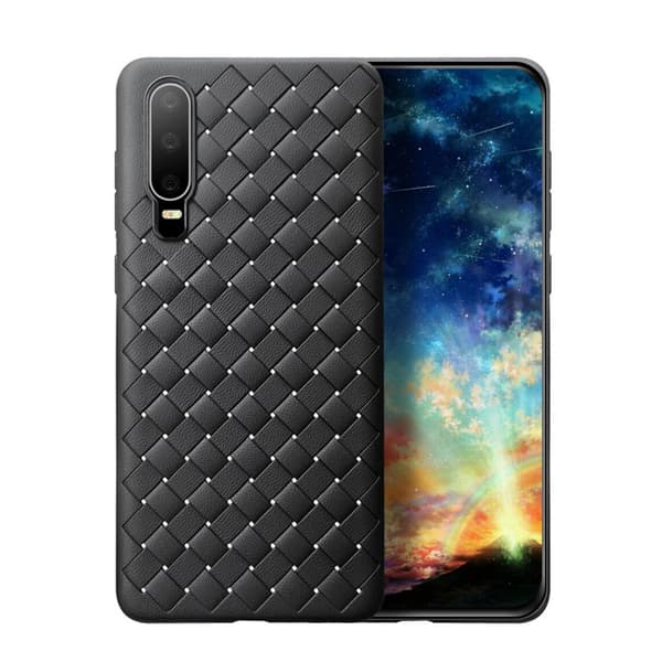 Huawei P20 -puhelinkotelo punottu musta nahka musta black